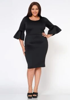 Plus Size Form Fitting Scuba Dress -FemiLook Sales Store 2022565 001 1