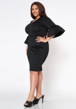 Plus Size Form Fitting Scuba Dress -FemiLook Sales Store 2022565 001 2