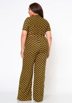 Plus Size Lavish CC Print Crop Top & Dress Pants Set -FemiLook Sales Store 2022573 001 3