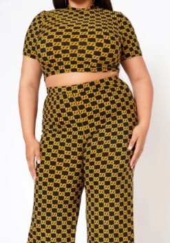 Plus Size Lavish CC Print Crop Top & Dress Pants Set -FemiLook Sales Store 2022573 001 4