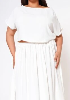 Plus Size Sincere Crop Blouse & Flare Maxi Skirt Set -FemiLook Sales Store 2022594 001 5