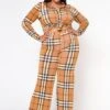 Plus Size Doing It All Plaid Pattern Coord Set -FemiLook Sales Store 2022605 001 1