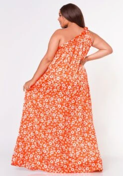 Plus Size One Shoulder Floral Print Maxi Dress -FemiLook Sales Store 2022618 001 4