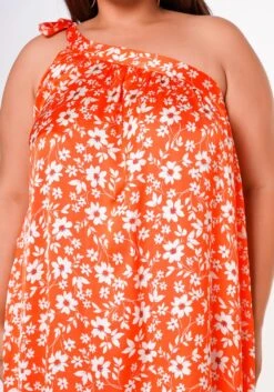 Plus Size One Shoulder Floral Print Maxi Dress -FemiLook Sales Store 2022618 001 5