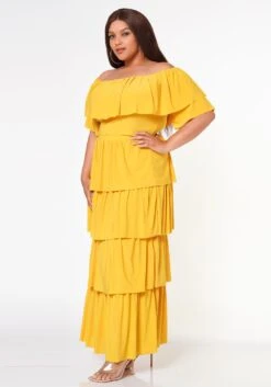 Plus Size Tiered Ruffle Top And Skirt Set -FemiLook Sales Store 2022623 003 3