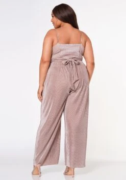 Plus Size Pleated Twist Hem Cami Top & Flare Pants Set -FemiLook Sales Store 2022635 002 4