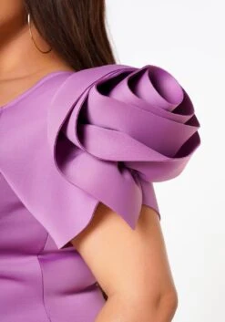 Plus Size Ruffle Flower Shoulder Midi Dress -FemiLook Sales Store 2022638 004 6