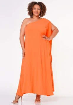 Plus Size One Shoulder Maxi Flare Dress -FemiLook Sales Store 2022644 002 2