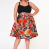 Plus Size Floral High Waist Flare Midi Skirt -FemiLook Sales Store 2022652 001 1
