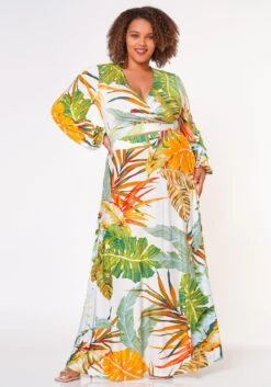 Plus Size Summer Leaf Two Piece Set -FemiLook Sales Store 2022666 001 2