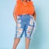 Plus Size Distressed High Waist Biker Shorts -FemiLook Sales Store 2022669 001 1