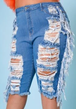 Plus Size Distressed High Waist Biker Shorts -FemiLook Sales Store 2022669 001 5