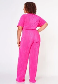 Plus Size Pleated Crop Top & Pants Set -FemiLook Sales Store 2022699 001 4